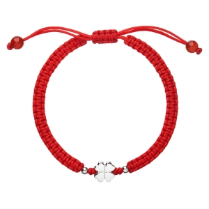 Kabbalah náramok so strieborným štvorlístkom 13001.3 červený