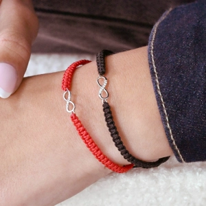 Kabbalah náramok strieborné nekonečno 13002.3 červený