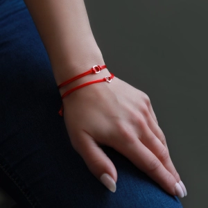 Kabbalah náramok strieborné srdiečko 13006.3 červený