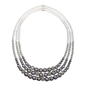 Perlový náhrdelník šedý s Preciosa kryštálmi 32010.3