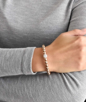 Perlový náramok hnedý s Preciosa kryštálmi 33115.3