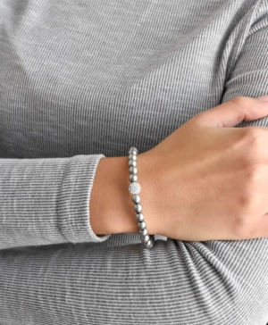 Perlový náramok šedý s Preciosa kryštálmi 33115.3