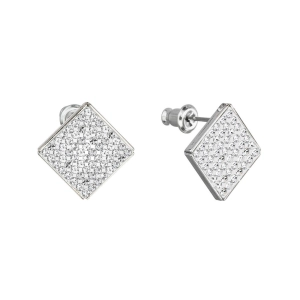 Náušnice bižutéria s Preciosa kryštály kosoštvorec biela 51077.1 crystal