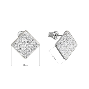 Náušnice bižutéria s Preciosa kryštály kosoštvorec biela 51077.1 crystal