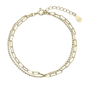 Pozlátený náramok dvojitá retiazka guličky a oválky 63004