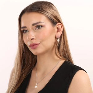 Perlová súprava z riečnych perál biela 29032.1B