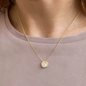 Pozlátený náhrdelník s čírym zirkónom 12051.1