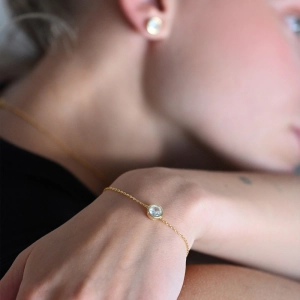 Pozlátený náramok retiazka s jedným zirkónom 13025.1