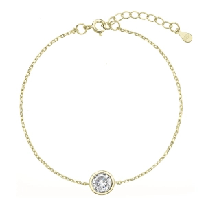 Pozlátený náramok retiazka s jedným zirkónom 13025.1