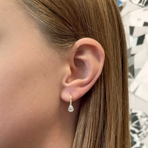 Pozlátené náušnice visiace so zirkónom biela slza 11206.1