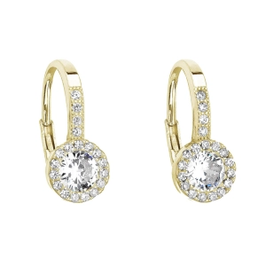 Pozlátené náušnice visiace so zirkónmi v bielej farbe 11202.1
