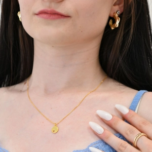 Pozlátený náhrdelník s príveskom placička so srdiečkom 62006