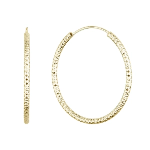 Pozlátené strieborné náušnice kruhy s ozdobným prelisovaním 61006