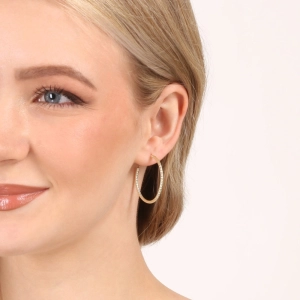 Pozlátené strieborné náušnice kruhy s ozdobným prelisovaním 61006