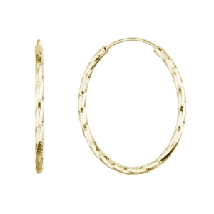 Pozlátené strieborné náušnice kruhy s ozdobným prelisovaním 61007