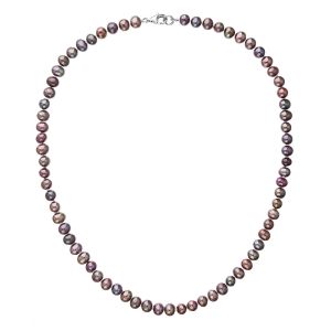 Perlový náhrdelník z pravých riečnych perál modrej oválnej perly 22037.3 dk.peacock