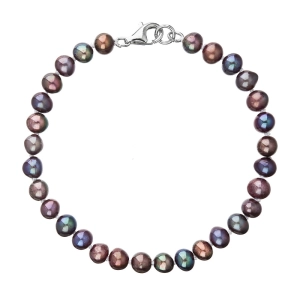 Perlový náramok z pravých riečnych perál modrý 23012.3 dk.peacock