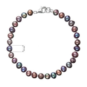 Perlový náramok z pravých riečnych perál modrý 23012.3 dk.peacock