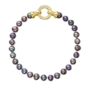 Perlový náramok z pravých riečnych perál modrý 23001.3 dk.peacock pozlátené zapínanie
