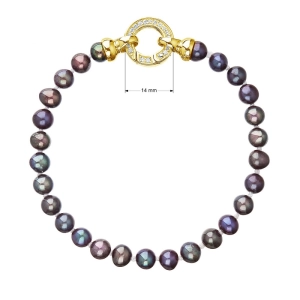 Perlový náramok z pravých riečnych perál modrý 23001.3 dk.peacock pozlátené zapínanie