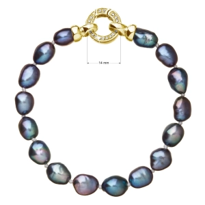 Perlový náramok z pravých riečnych perál modrý 23011.3 peacock pozlátené zapínanie