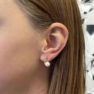 Pozlátené strieborné náušnice kôstky s riečnou perlou biela 21102.1B