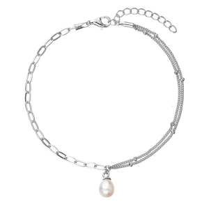 Perlový náramok s pravou riečnou perlou ovál biely 23014.1