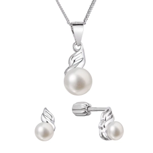 Perlová súprava z riečnych perál biela 29046.1B