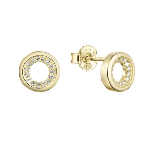 Pozlátené strieborné náušnice kôstky guľaté so zirkónmi 11431.1 crystal