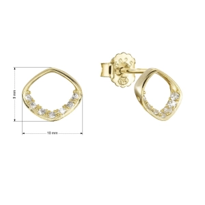 Pozlátené strieborné náušnice kôstky kosoštvorec so zirkónmi 11424.1