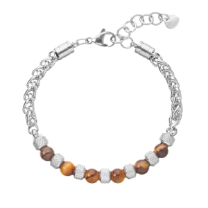 Oceľový náramok z hnedých korálikov 43042.3 hnedá