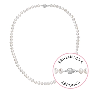 Perlový náhrdelník z riečnych perál so zapínaním z bieleho 14 karátového zlata 822001.1/9266B biely