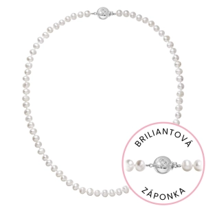 Perlový náhrdelník z riečnych perál so zapínaním z bieleho 14 karátového zlata 822001.1/9270B biely