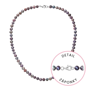 Perlový náhrdelník z riečnych perál so zapínaním z bieleho 14 karátového zlata 822001.3/9260B dk.peacock