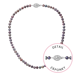 Perlový náhrdelník z riečnych perál so zapínaním z bieleho 14 karátového zlata 822001.3/9265B dk.peacock