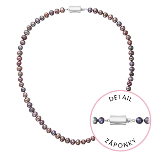 Perlový náhrdelník z riečnych perál so zapínaním z bieleho 14 karátového zlata 822001.3/9267B dk.peacock