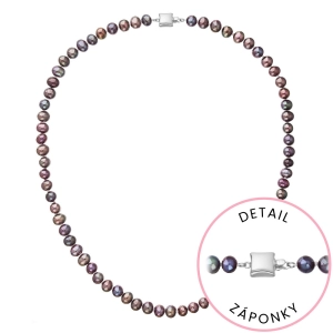 Perlový náhrdelník z riečnych perál so zapínaním z bieleho 14 karátového zlata 822001.3/9268B dk.peacock