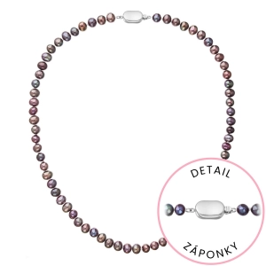 Perlový náhrdelník z riečnych perál so zapínaním z bieleho 14 karátového zlata 822001.3/9269B dk.peacock