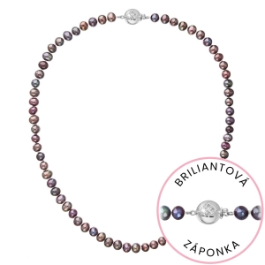 Perlový náhrdelník z riečnych perál so zapínaním z bieleho 14 karátového zlata 822001.3/9270B dk.peacock