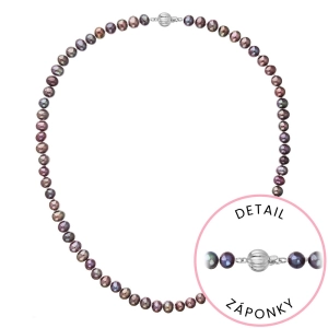 Perlový náhrdelník z riečnych perál so zapínaním z bieleho 14 karátového zlata 822001.3/9272B dk.peacock