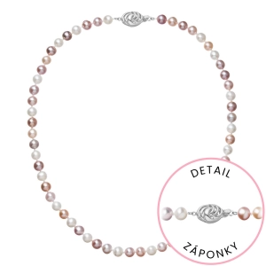 Perlový náhrdelník z riečnych perál so zapínaním z bieleho 14 karátového zlata 822004.3/9265B multi