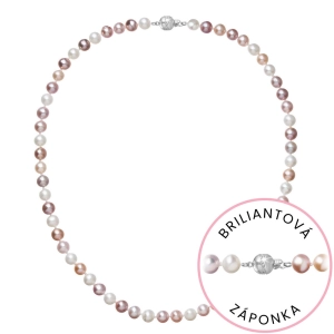 Perlový náhrdelník z riečnych perál so zapínaním z bieleho 14 karátového zlata 822004.3/9266B multi