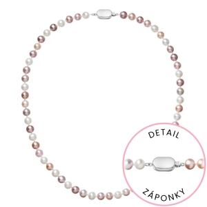 Perlový náhrdelník z riečnych perál so zapínaním z bieleho 14 karátového zlata 822004.3/9269B multi