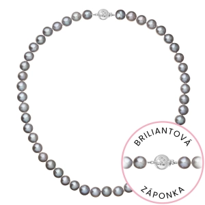 Perlový náhrdelník z riečnych perál so zapínaním z bieleho 14 karátového zlata 822028.3/9270B grey