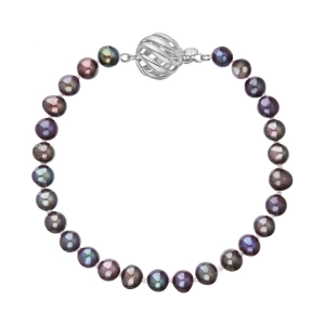 Perlový náramok z riečnych perál so zapínaním z bieleho 14 karátového zlata 823001.3/9264B dk.peacock