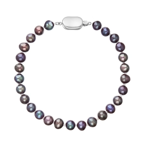 Perlový náramok z riečnych perál so zapínaním z bieleho 14 karátového zlata 823001.3/9269B dk.peacock