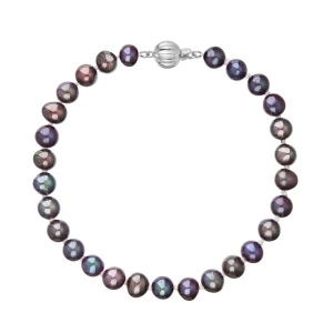 Perlový náramok z riečnych perál so zapínaním z bieleho 14 karátového zlata 823001.3/9272B dk.peacock