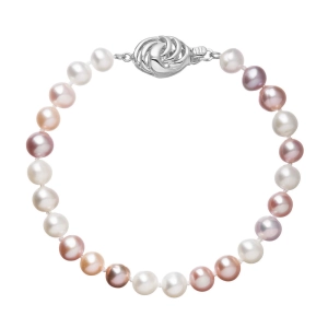 Perlový náramok z riečnych perál so zapínaním z bieleho 14 karátového zlata 823004.3/9265B multi