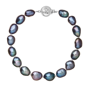 Perlový náramok z riečnych perál so zapínaním z bieleho 14 karátového zlata 823011.3/9270B peacock