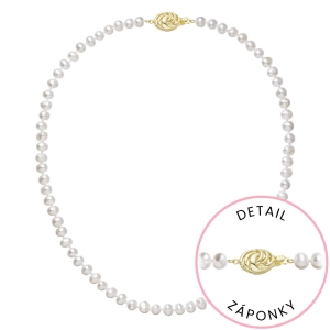 Perlový náhrdelník z riečnych perál so zapínaním zo 14 karátového zlata 922001.1/9265A biely